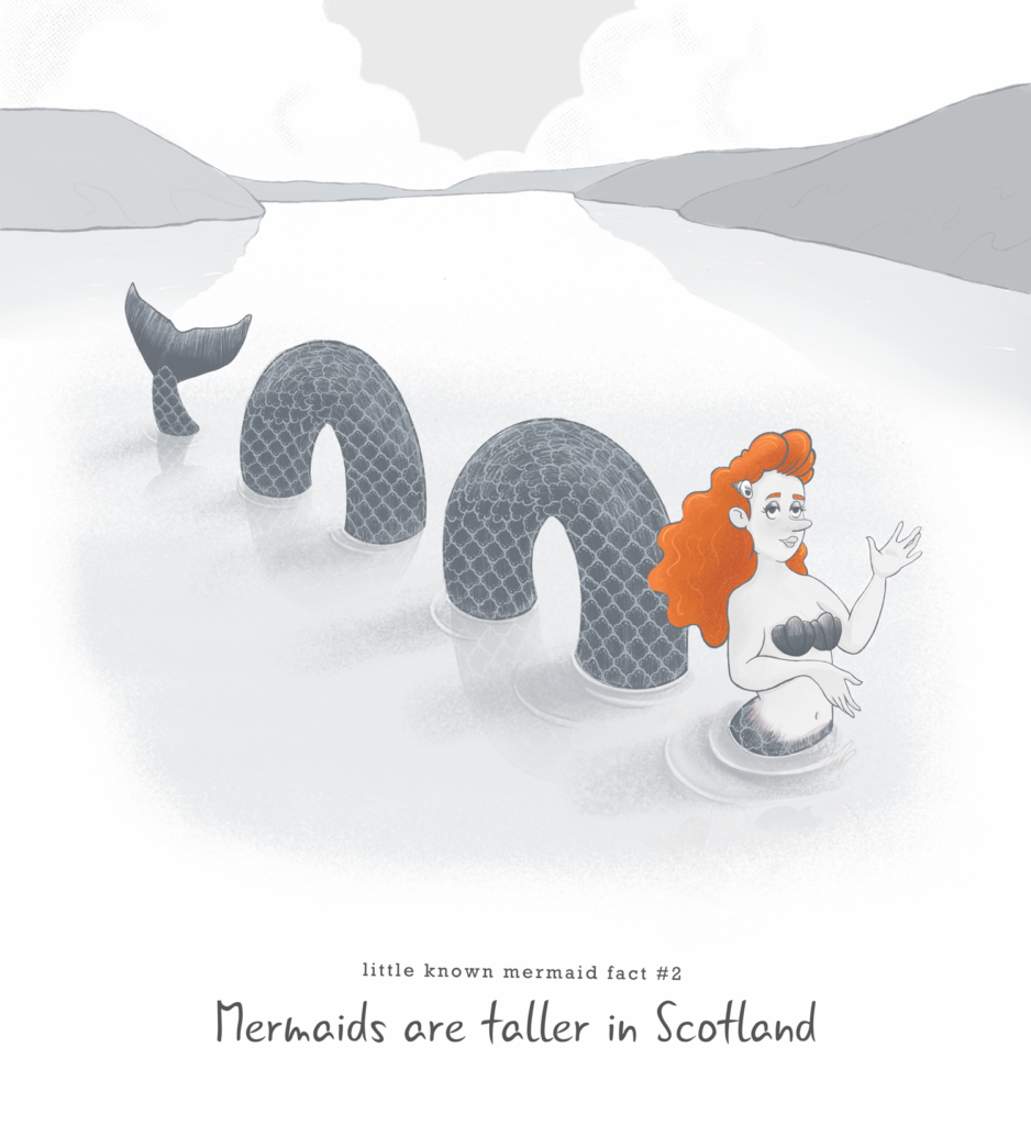 Loch Ness monster Scotland mermaid cartoon
